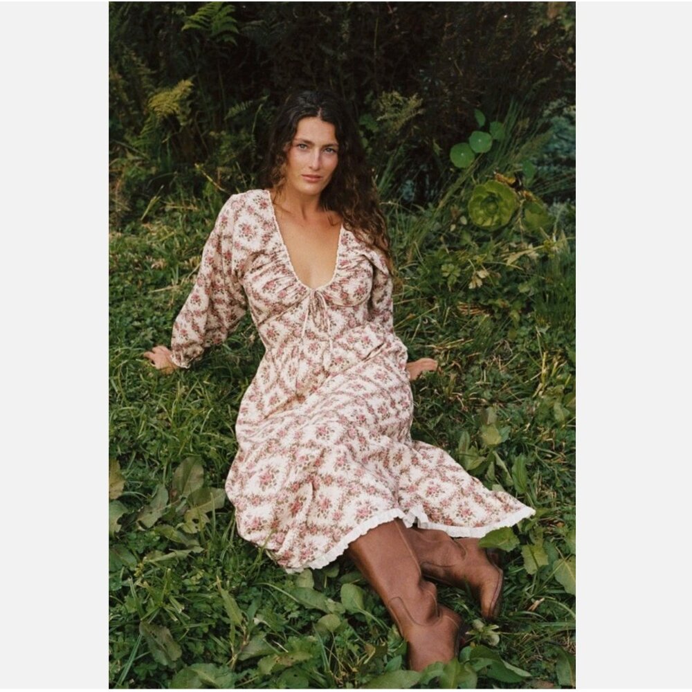 Christy Dawn The Venus Dress in Ivory Rose Lattice